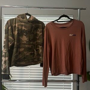 RVCA Bundle, long sleeve and hoodie sweatshirt, size L